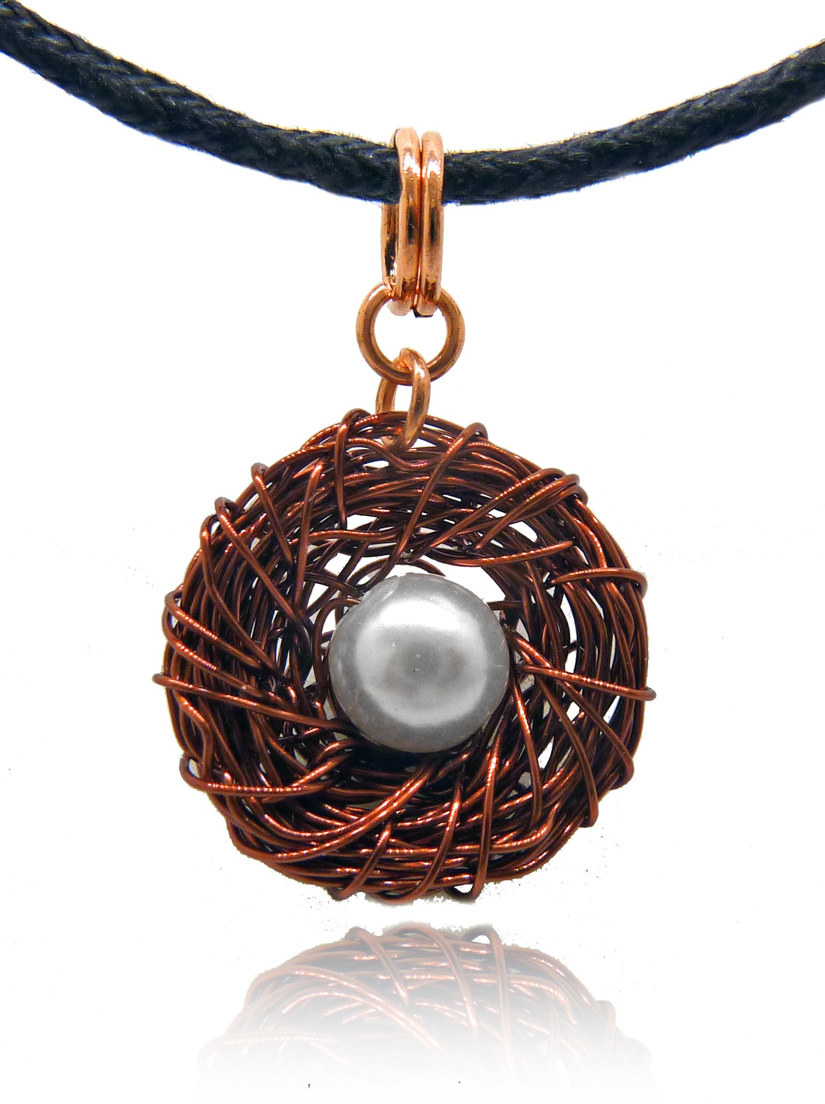 Handmade Bird Nest Pendant Necklace with White Pearl Egg - Copper Wire Wrapped Jewelry for Women, Unique Handcrafted Gift for Mother's Day, Birthday, Anniversary - Perfect for Everyday Wear, Special Occasions & Gift Giving