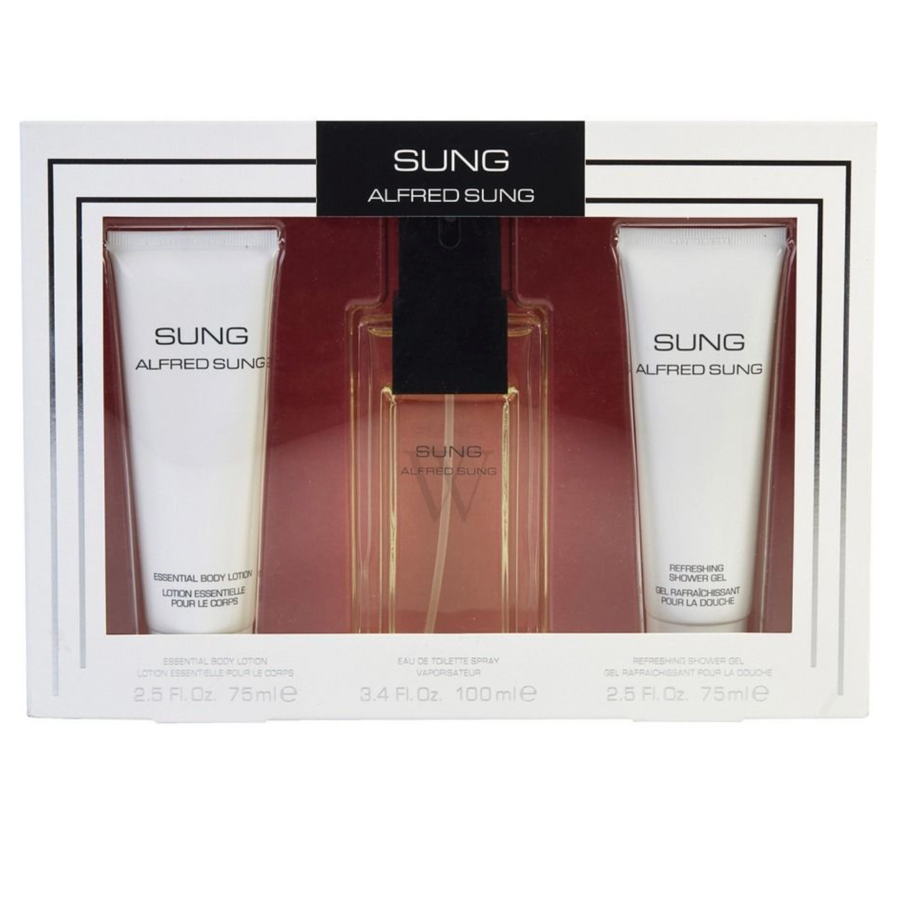 Alfred Sung Women's 3-Piece Fragrance Gift Set - 100ML Eau De Toilette Spray + 75ML Body Lotion + 75ML Shower Gel | Perfect for Valentine's Day, Birthday & Anniversary Gifts