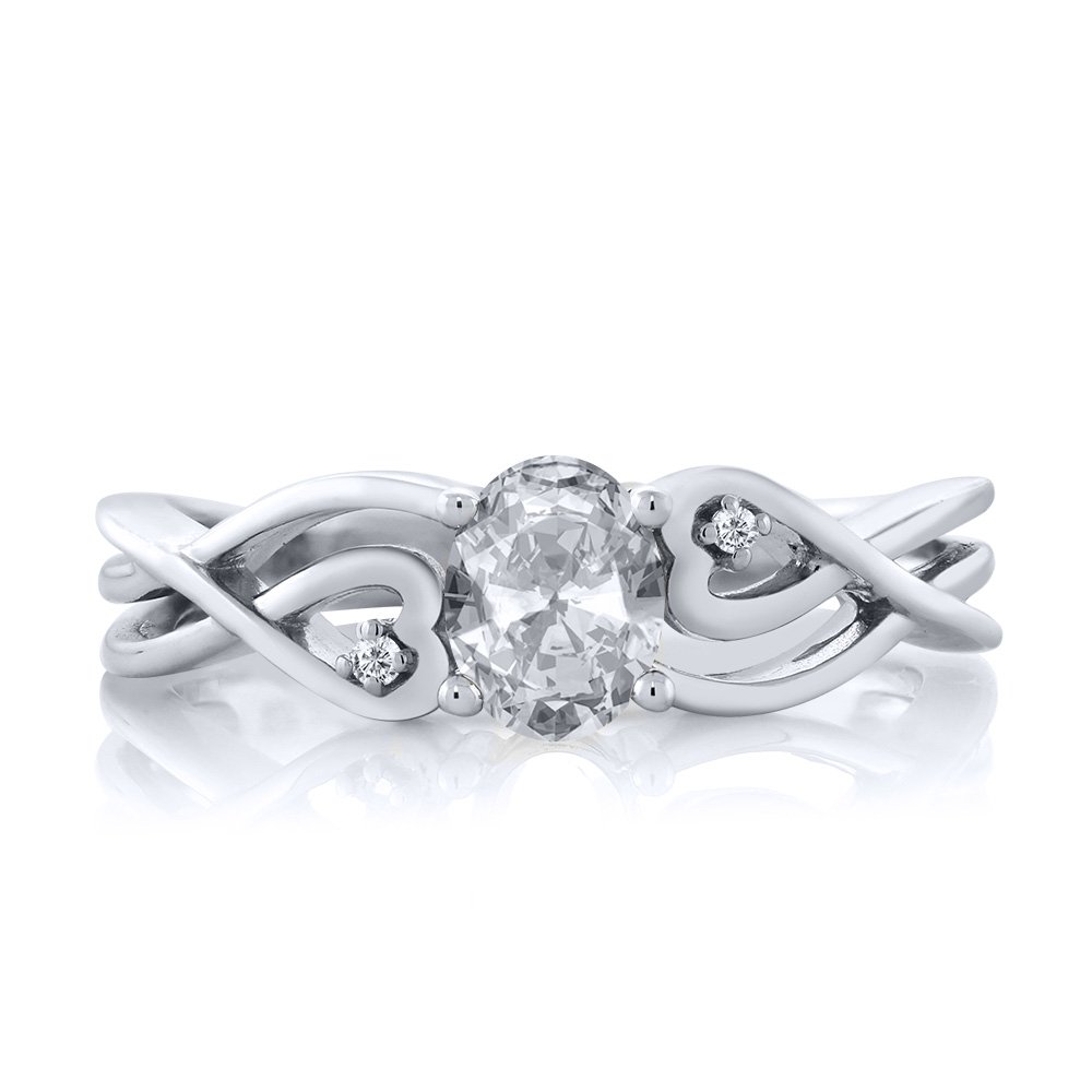 0.51 Ct Oval White Topaz & Lab-Grown Diamond 925 Sterling Silver Ring for Women | Elegant Wedding, Engagement & Everyday Jewelry Gift