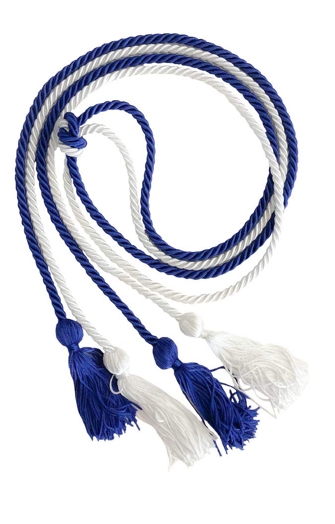 Royal & White Double Graduation Honor Cords - Perfect for High School & College Commencement Ceremonies