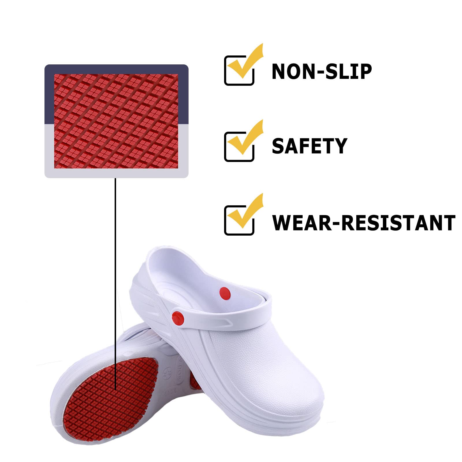 **Non-Slip Waterproof Chef Shoes for Men & Women - Oil-Resistant Kitchen Clogs for Food Service, Nursing & Garden Work - Comfortable Work Shoes for Professionals**