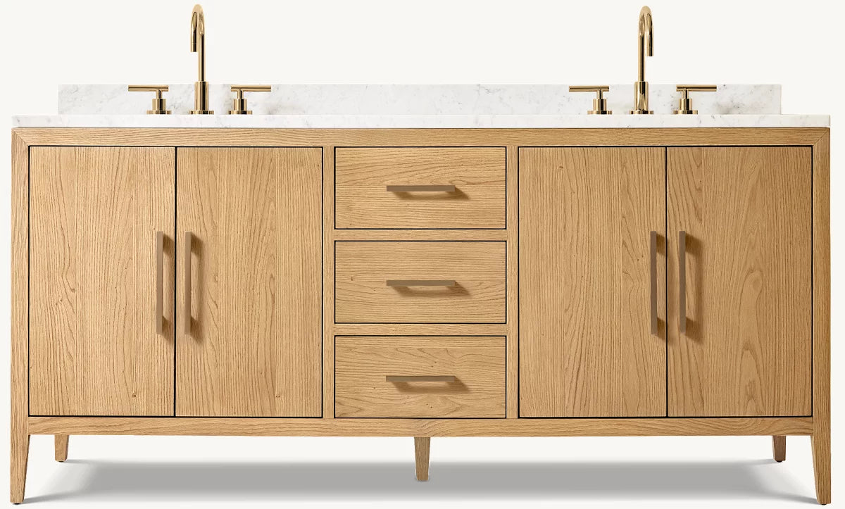 Modern French Style Double Bathroom Vanity with Sink - Elegant Storage Solution for Master Bathroom & Guest Bathroom Remodel