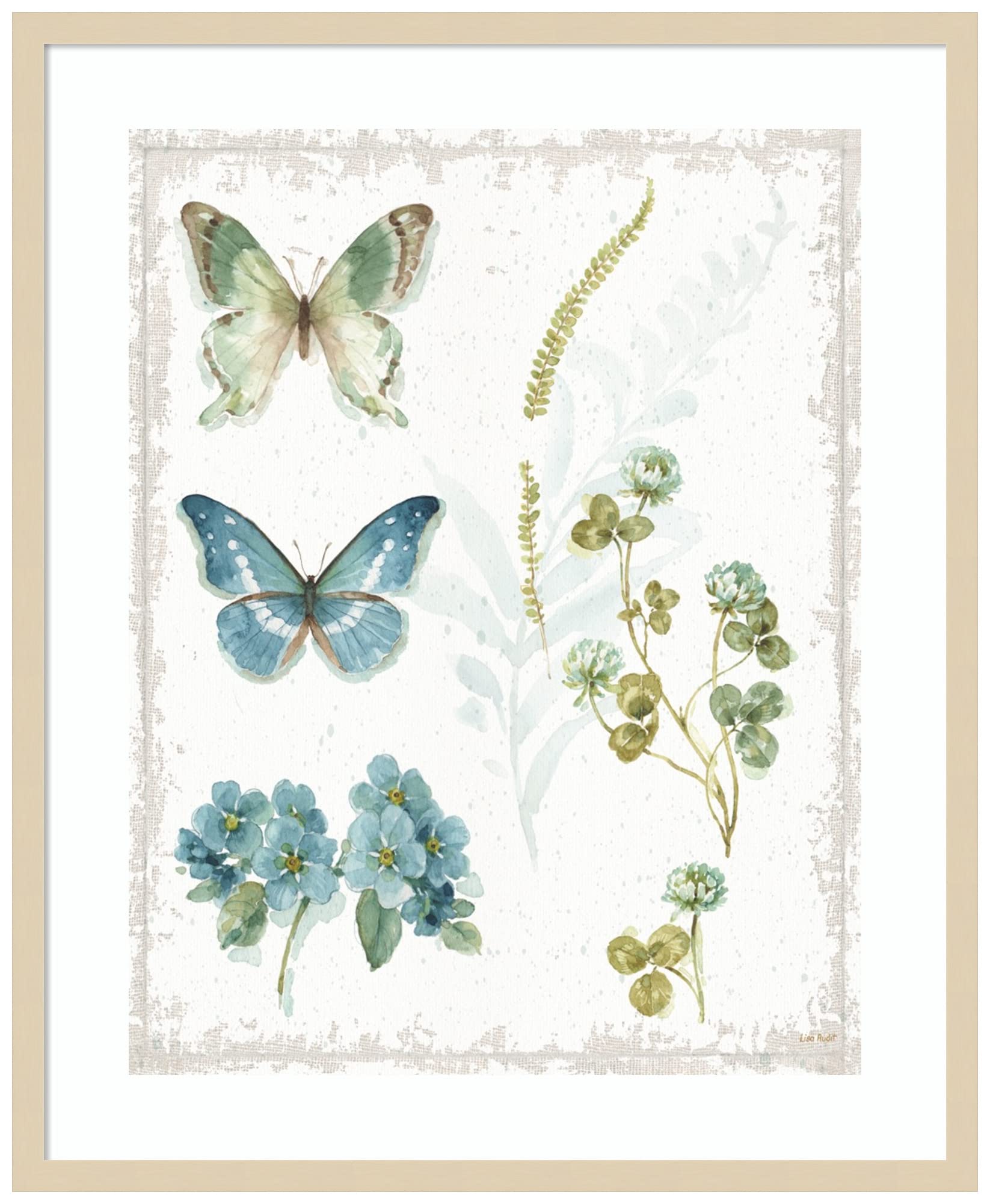 Lisa Audit My Greenhouse Botanical IV Framed Wall Art Print - 27x33 Inches, Natural Wood Frame - Large Size Home Decor for Living Room, Bedroom & Office