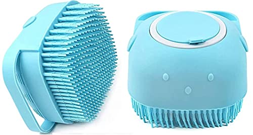 Silicone Bath Brush with Shampoo Dispenser - Soft Body Scrubber for Exfoliating & Cleansing - Blue Shower Brush for Spa, Back Scrubbing & Relaxing Bath Time