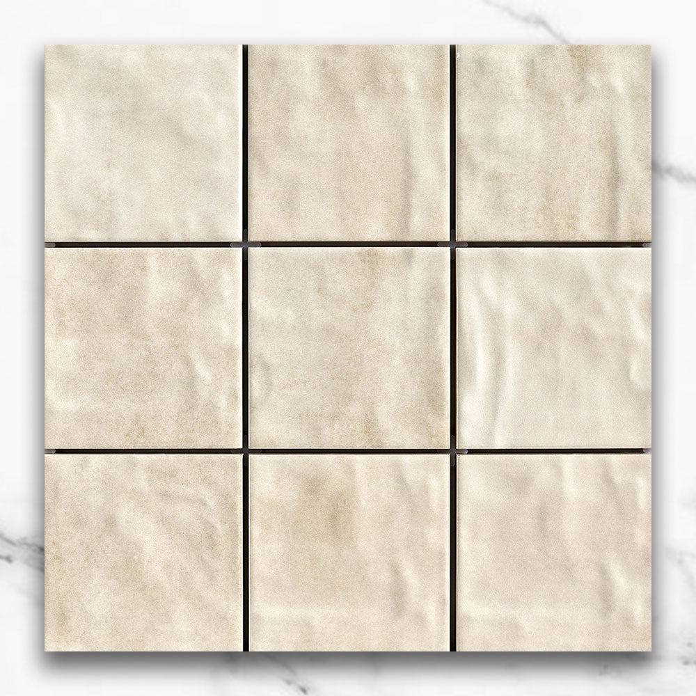 Premium Marrakesh Beige 120X120 Zellige Matte Square Tile - Moroccan Inspired Wall & Floor Tile for Bathroom, Kitchen Backsplash, and Shower Surround