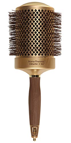 Olivia Garden NanoThermic Ceramic + Ion Round Thermal Hair Brush for Styling - Non-Electric Heat Retention Hair Brush for Frizz Control & Shine - Perfect for Home Use, Travel & Salon Styling