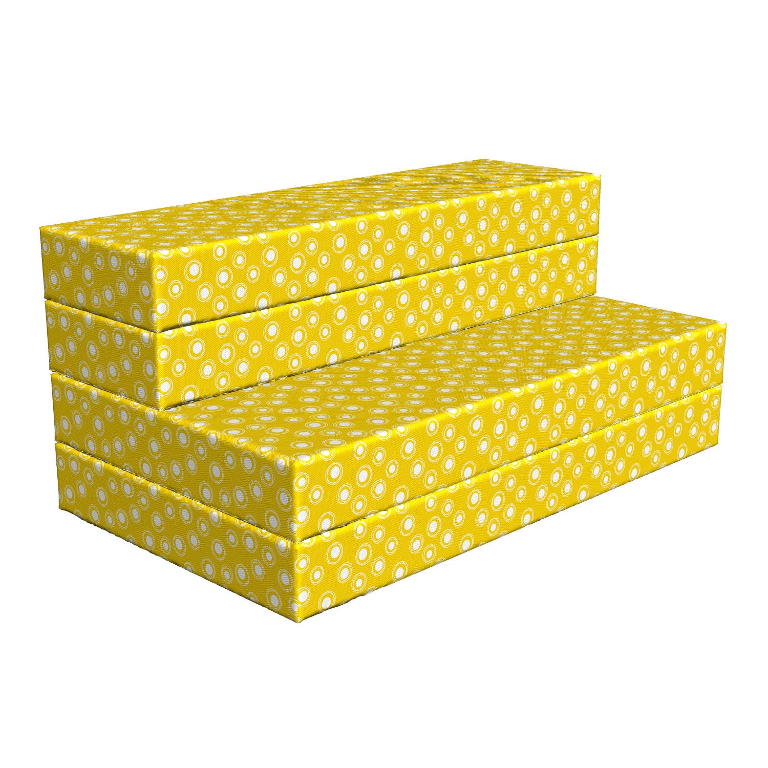 Ambesonne Yellow and White Foldable Mattress - Round Spots Design, 78.7