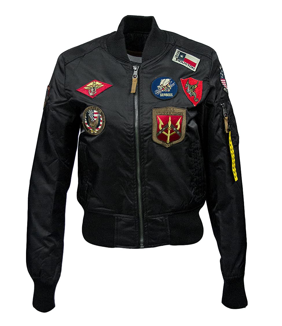 Top Gun Official MA-1 Bomber Jacket with Patches - Premium Military Flight Jacket for Men - Perfect for Halloween Costumes, Movie Cosplay & Aviation Enthusiasts