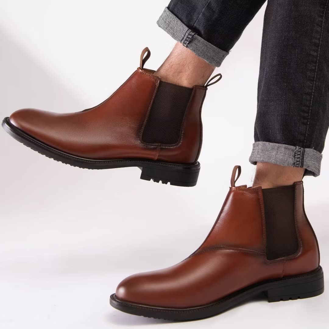 Arkbird Men's Chelsea Ankle Boots - Genuine Leather Oxford Dress Boots for Casual & Formal Wear | Perfect for Office, Parties & Everyday Outfits