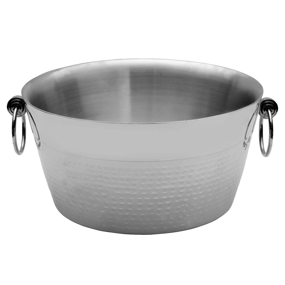12 Quart Hammered & Polished Stainless Steel Beverage Tub - Perfect for Parties, BBQs, and Outdoor Gatherings