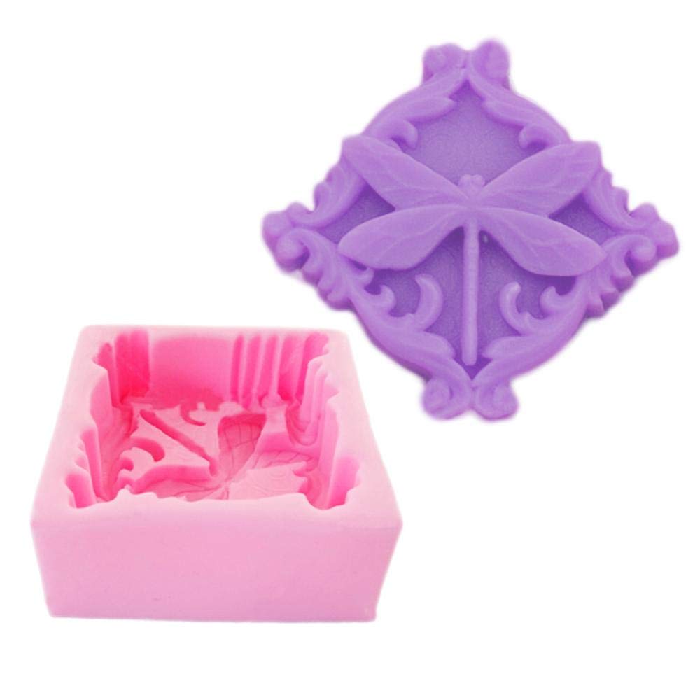 2 Pcs Dragonfly Butterfly Silicone Fondant Molds - Square Handmade Soap & Candle Molds for Mousse, Chocolate, Biscuit, Sugar Crafts - DIY Cake Decorating & Baking Supplies for Home Bakers & Party Desserts
