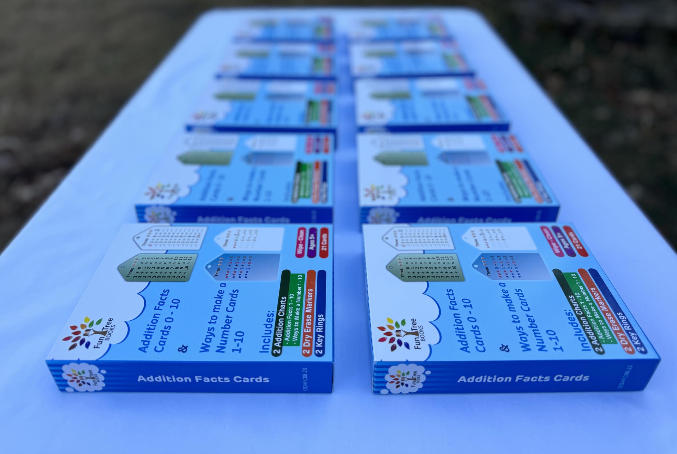 10-Pack Math Flash Cards Set with Addition Facts Charts, Dry Erase Markers & Key Rings - Learning Tools for Kids Ages 7-10, 1st to 4th Grade - Perfect for Classroom, Homeschool & Math Practice at Home