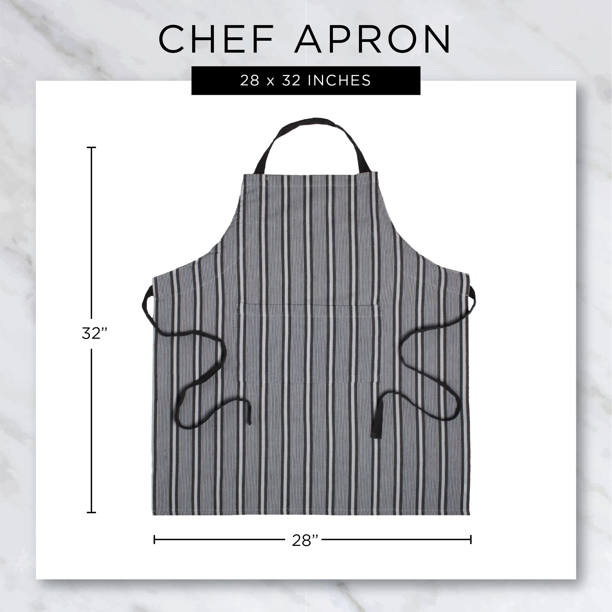 Stylish DII French Stripe Chambray Gray Chef Apron - Premium Kitchen Collection for Cooking, Baking & BBQ - Perfect for Home Chefs & Professional Cooks