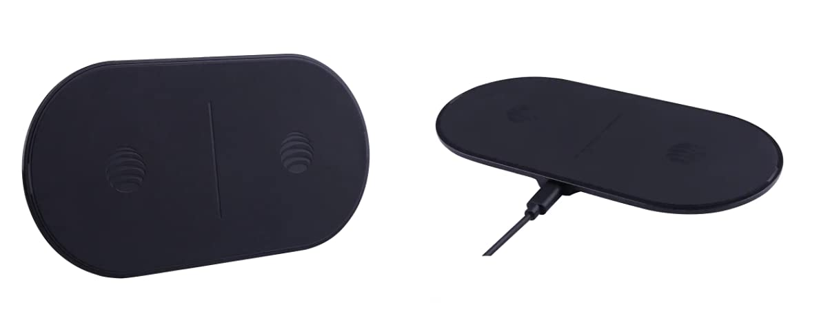 AT&T Qi Certified Fast Wireless Charger - Dual Pad Charging Station for iPhone, Samsung, Pixel & More | Perfect for Home, Office & Nightstand Use