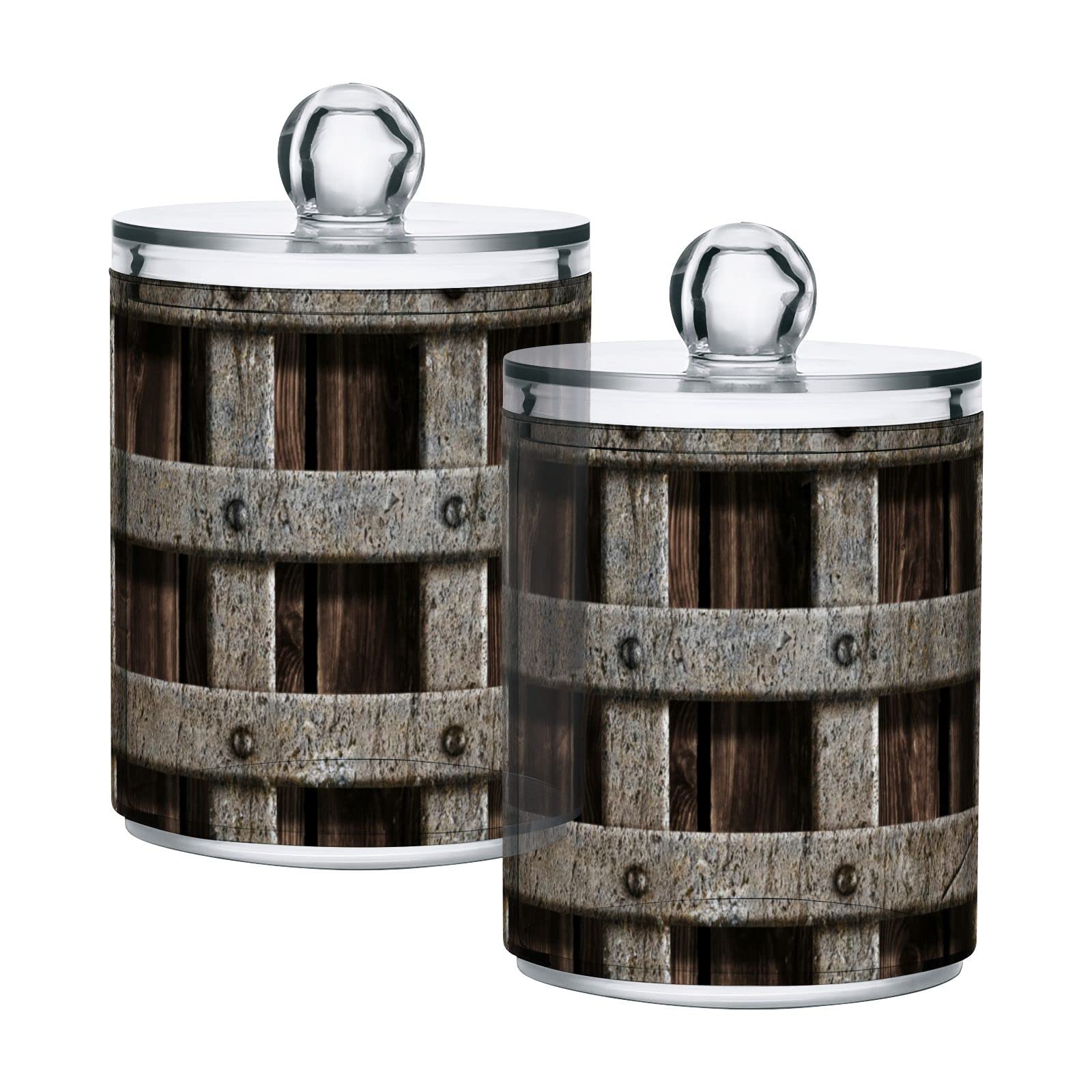 Dark Brown Medieval Castle Themed Plastic Storage Jars with Lids - Set of 4 (10 oz Translucent Food Containers) for Tea, Cookies, Cotton Swabs & Canning | Kitchen Organization & Home Decor Storage Solutions