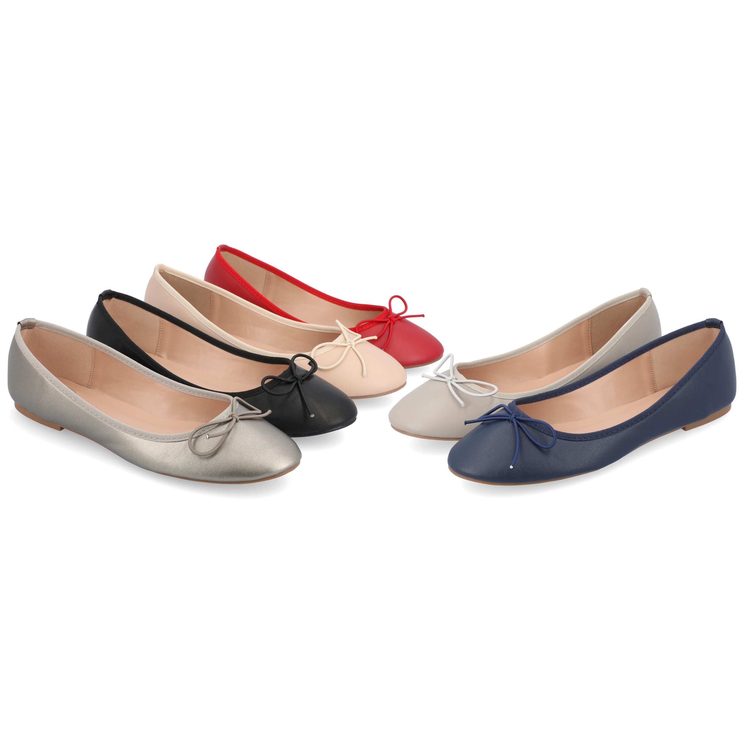 Journee Collection Women's Vika Slip On Round Toe Ballet Flats - Comfortable Dress Shoes for Women, Red, Size 7 | Perfect for Office, Casual Wear & Daily Comfort