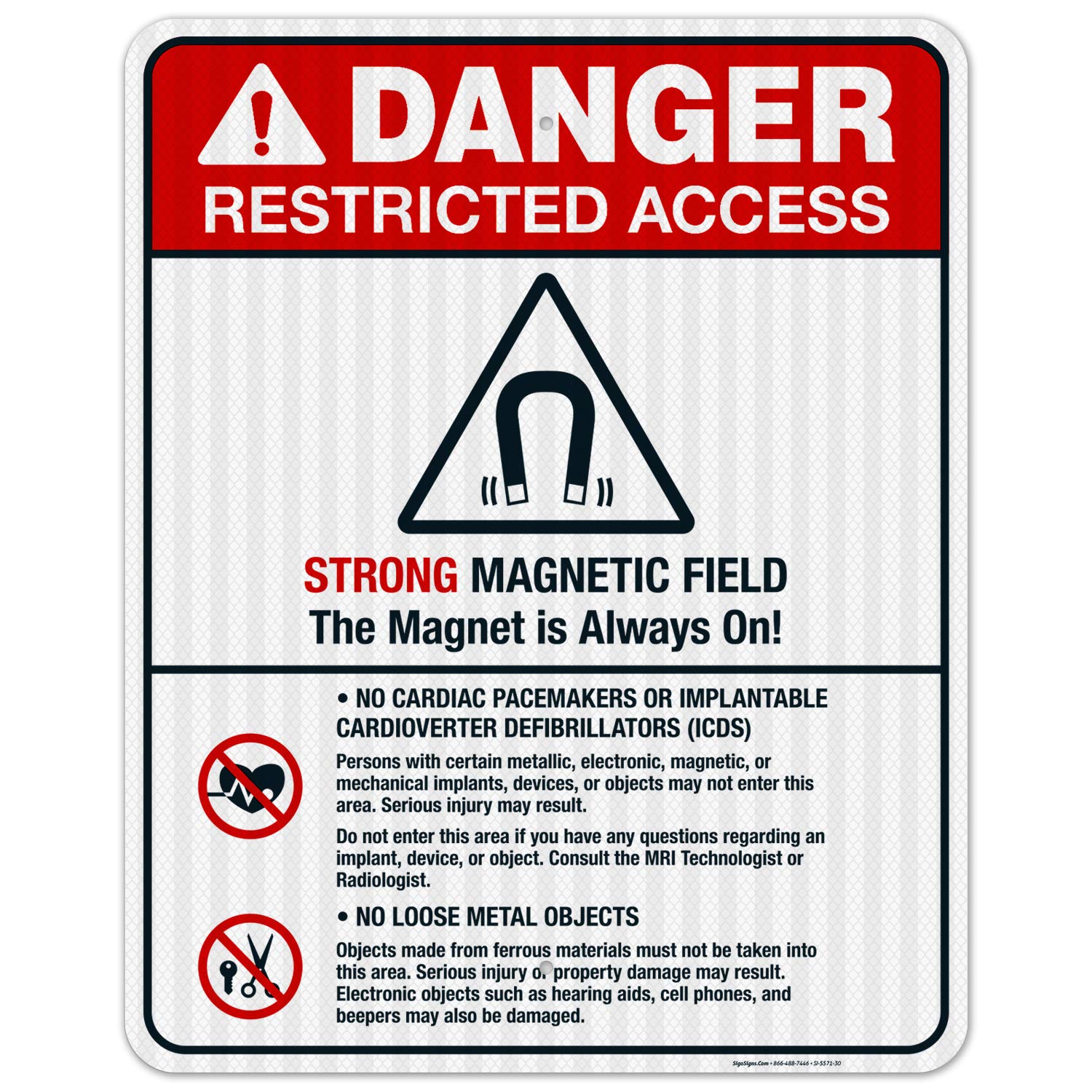 Strong Magnetic Field Warning Sign - ANSI Danger Sign 24x30 Inches | 3M EGP Reflective .080 Aluminum | Fade Resistant for Indoor/Outdoor Use | Made in USA | Perfect for Industrial Facilities, Construction Sites & High Voltage Areas