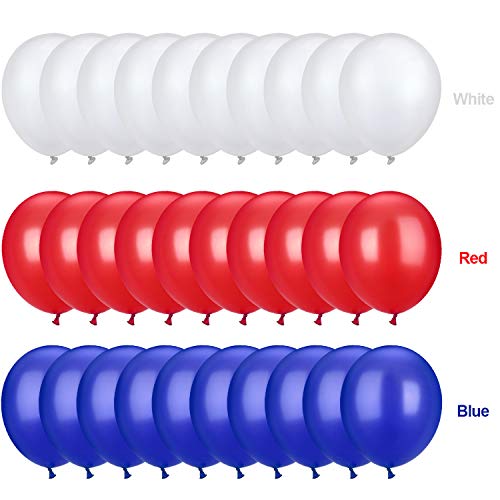TecUnite 100-Pack 13 Inch Red White Blue Latex Balloons - Patriotic Party Decorations for 4th of July, Independence Day, Weddings & Birthdays - Perfect for Outdoor Celebrations and Festive Home Decor