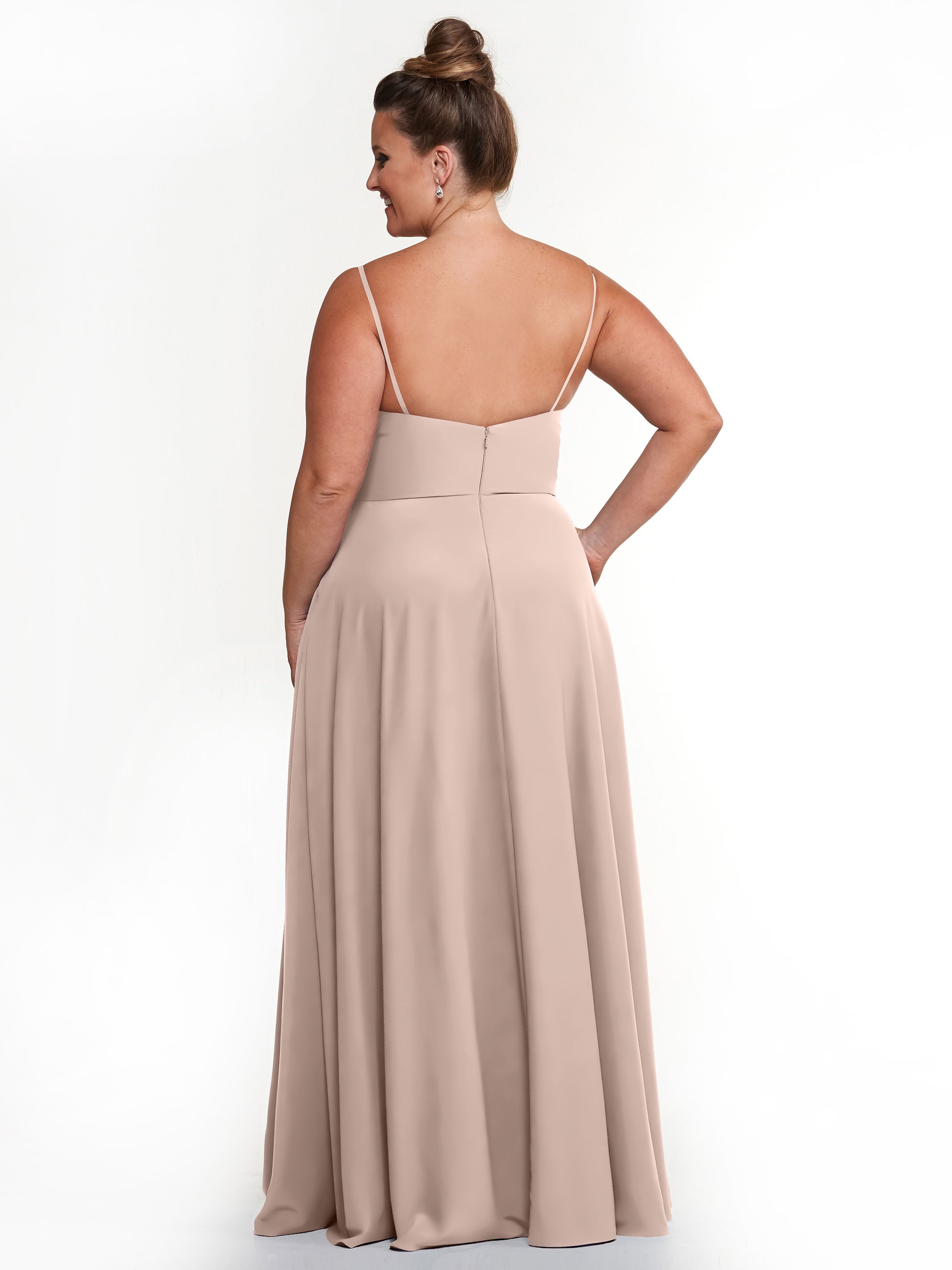 Elegant 83012 Flowy Stretch Chiffon A-Line Bridesmaid Dress with V-Neckline - Perfect for Weddings, Formal Events & Special Occasions