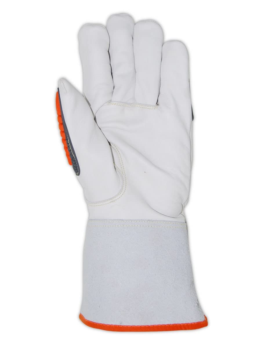 Heat Resistant Welder's Gloves - MAGID T-REX TRX848M Inferno Series (6 Pairs) - Full Leather, Size 11/XXL, Red & Gray - Ideal for Welding, Forging & High-Temperature Work Protection