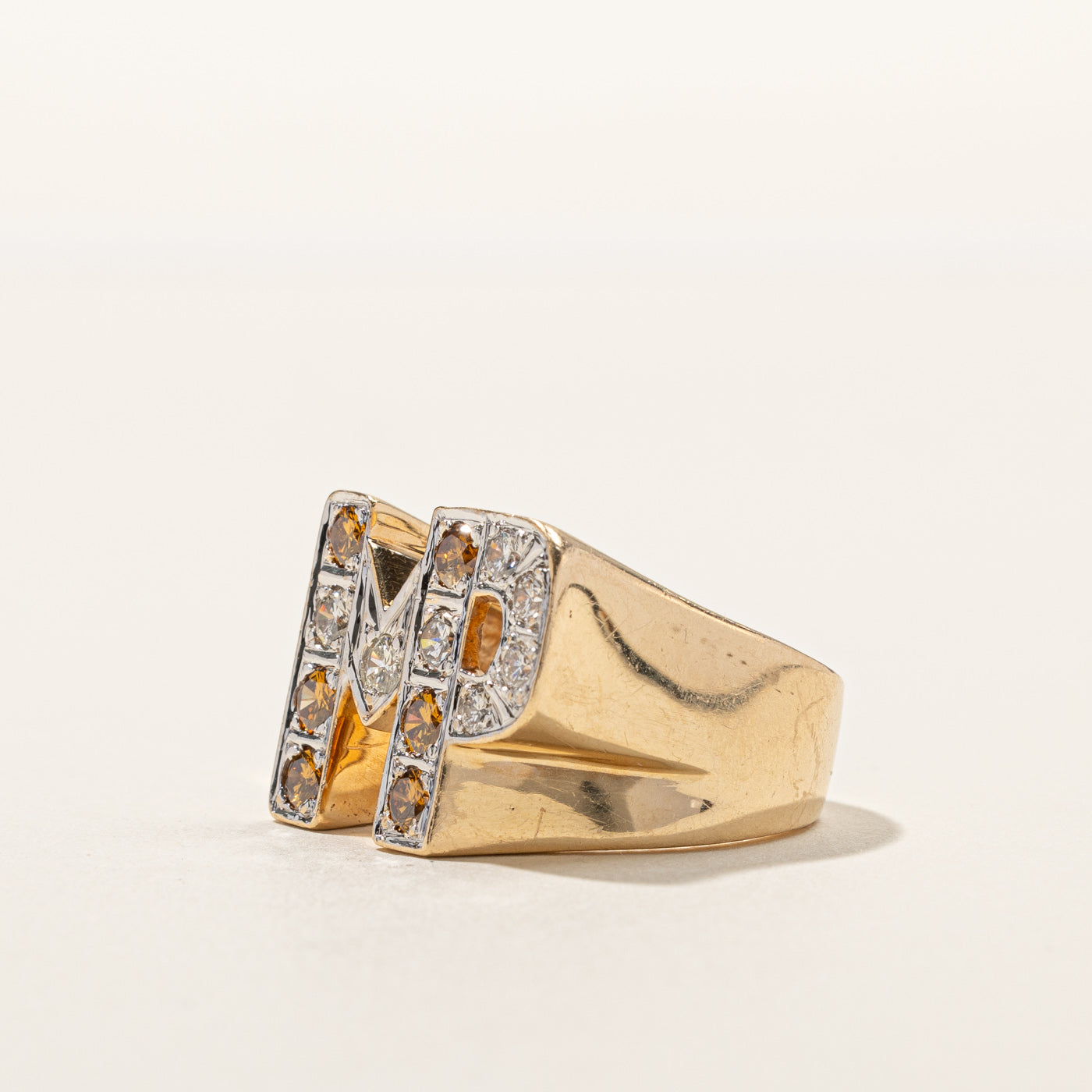 Diamond MP Initial Ring - 0.89 Carat Total Weight (CTW) - Size 7 - Personalized Name Ring for Women - Perfect Gift for Anniversary, Birthday & Valentine's Day