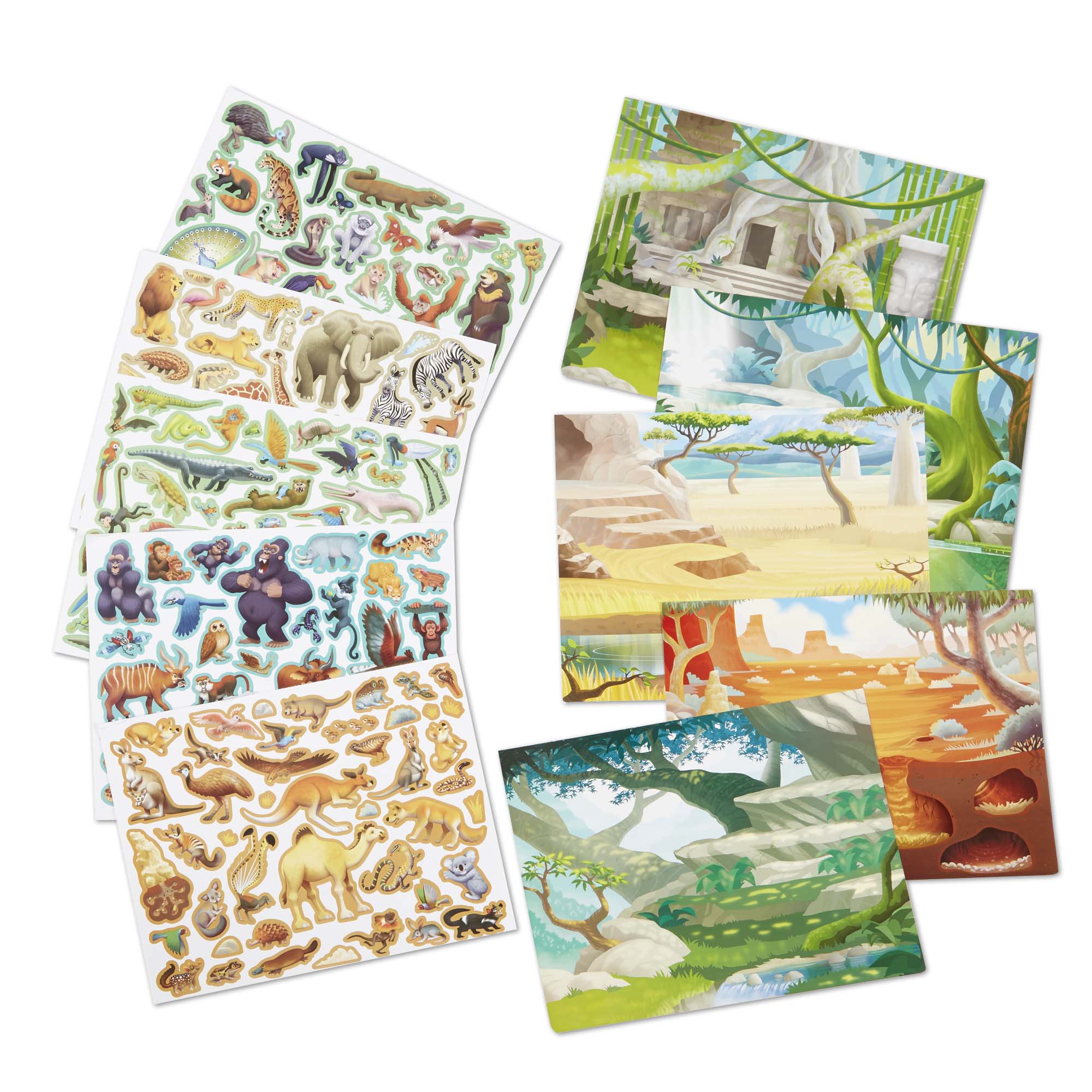 Reusable Sticker Pad for Kids - Jungle and Savanna Animal Theme, Fun & Educational Activity for Toddlers & Preschoolers - Perfect for Travel, Home, and Classroom Play
