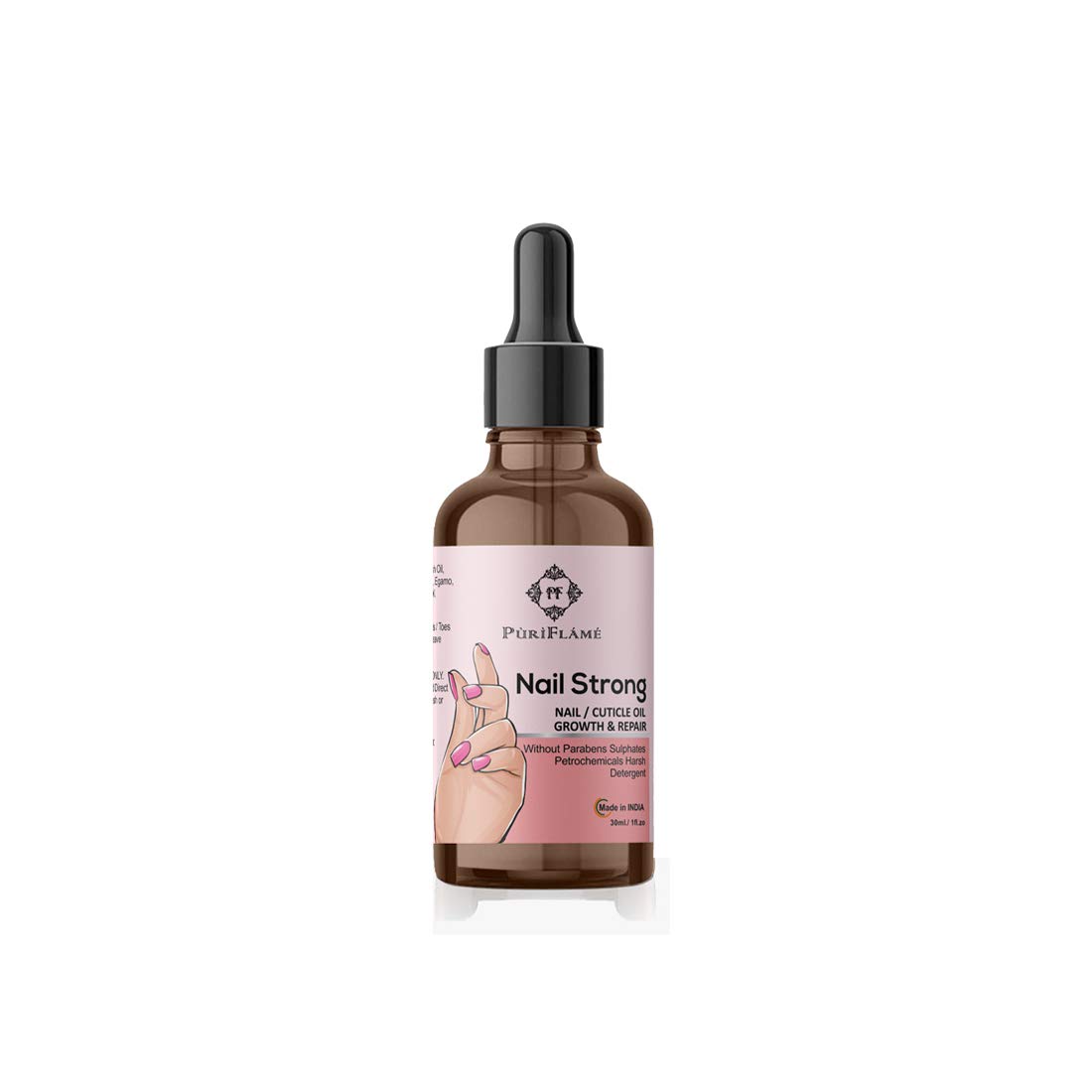 PuriFlame Nail Growth Oil - 30ML Nail Strengthener for Stronger, Shiny Nails & Cuticle Care | Promotes Healthy Nail Growth | Perfect for Manicures, Nail Care Routine & At-Home Salon Treatments