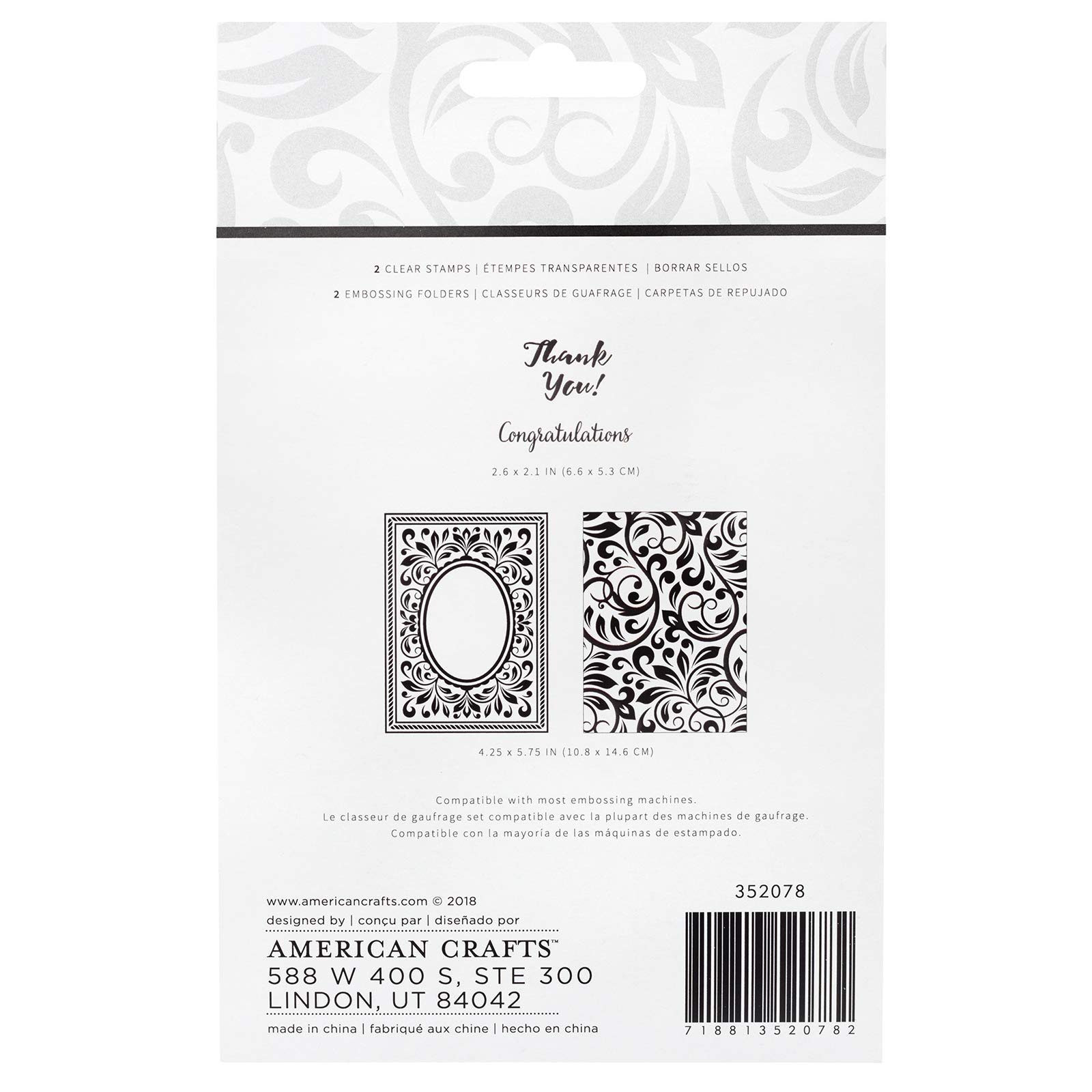 American Crafts Congratulations Flourish Embossing Folders and Stamps Set - Multi-Design Greeting Card Making Kit for DIY Scrapbooking, Wedding Invitations & Paper Crafting Projects
