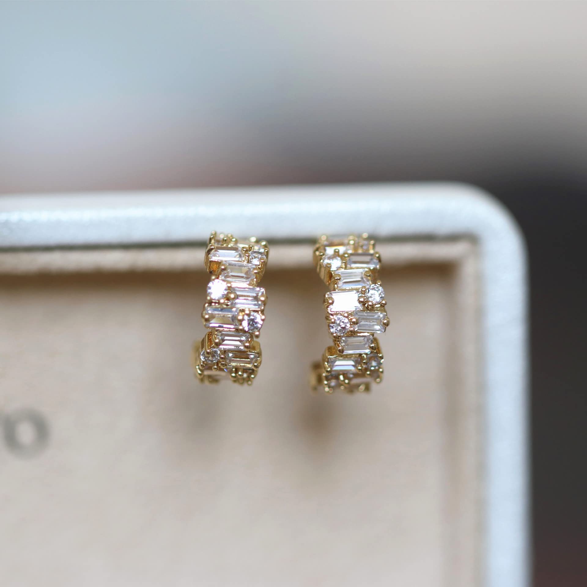 Luxury 925 Sterling Silver Gold Stud Earrings for Women - Small Zircon Crystal Vintage Wedding Jewelry | Elegant Gift for Brides, Party, Anniversary & Special Occasions