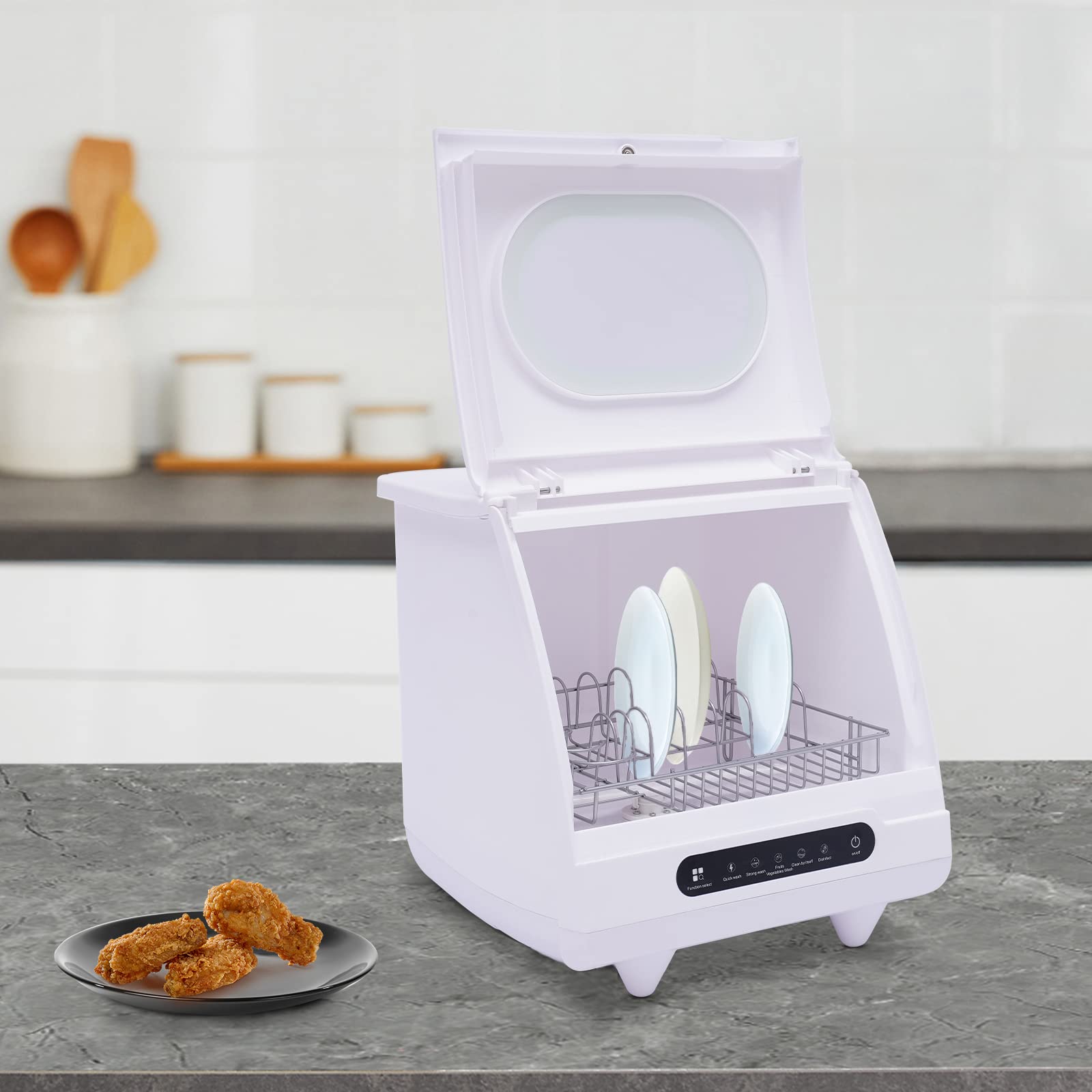 Portable Countertop Dishwasher with 5 Wash Programs - 360° Dual Spray Deep Cleaning Automatic Dishwasher for Small Spaces - Perfect for Apartments, Dorm Rooms, RVs, Camping & Tiny Homes (Compact Kitchen Solution for Busy Lifestyles)