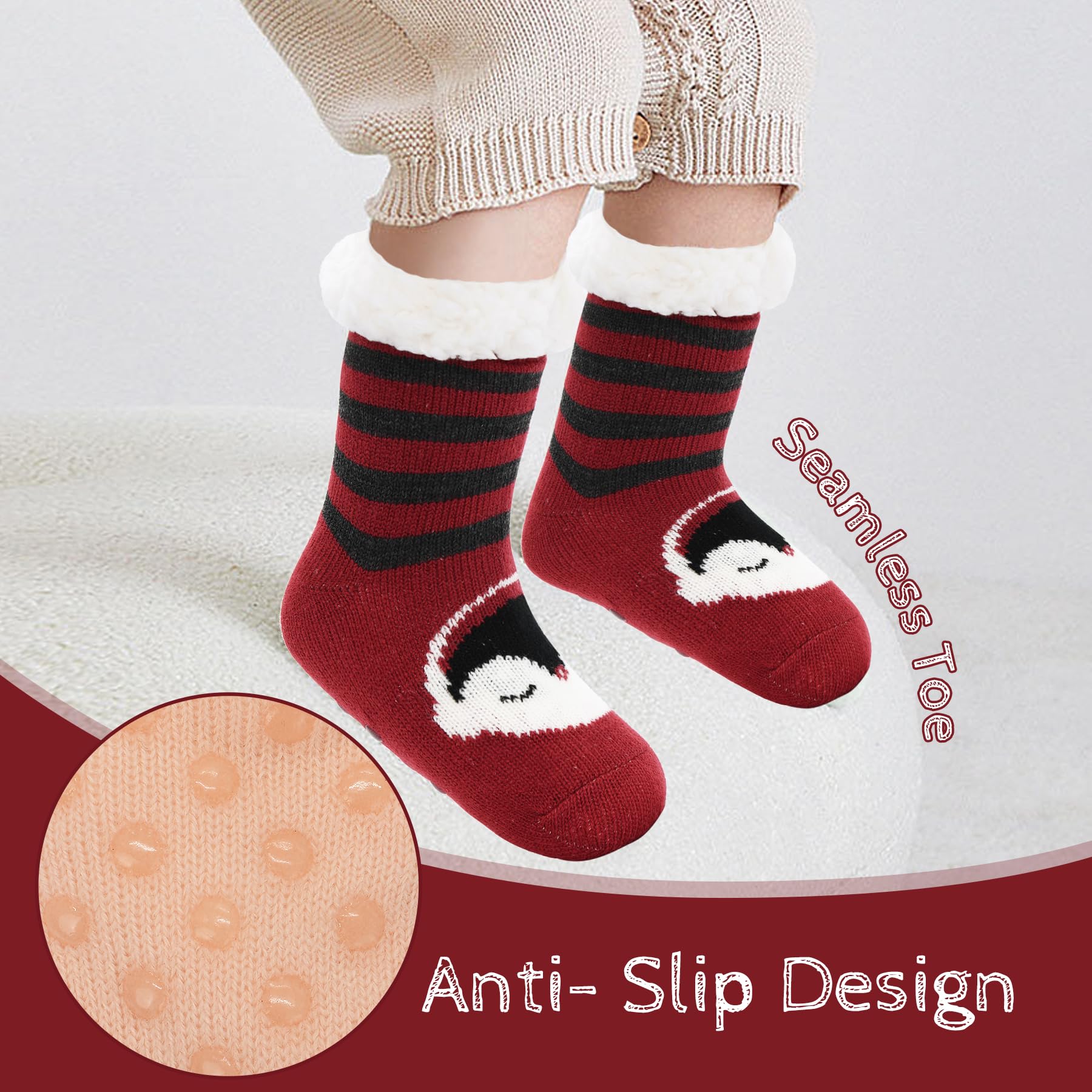 Zando Kids Girls Boys Fluffy Slipper Socks - Warm Fleece Fuzzy Non-Skid Animal Grip Socks for Christmas - Cozy Indoor Winter Slippers for Toddlers & Children at Home or School
