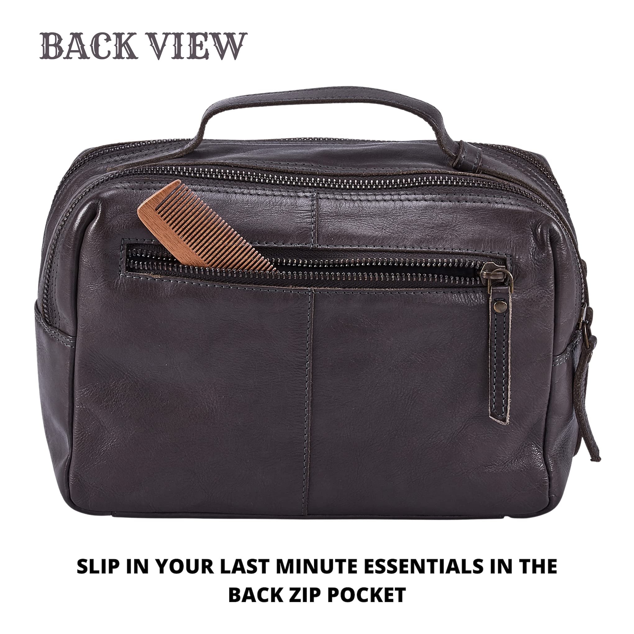 Premium Genuine Leather Toiletry Bag for Men & Women - Double Compartment Travel Shaving Pouch & Cosmetic Organizer | Ideal for Business Trips, Vacations & Gym Essentials (Wise Owl Accessories)