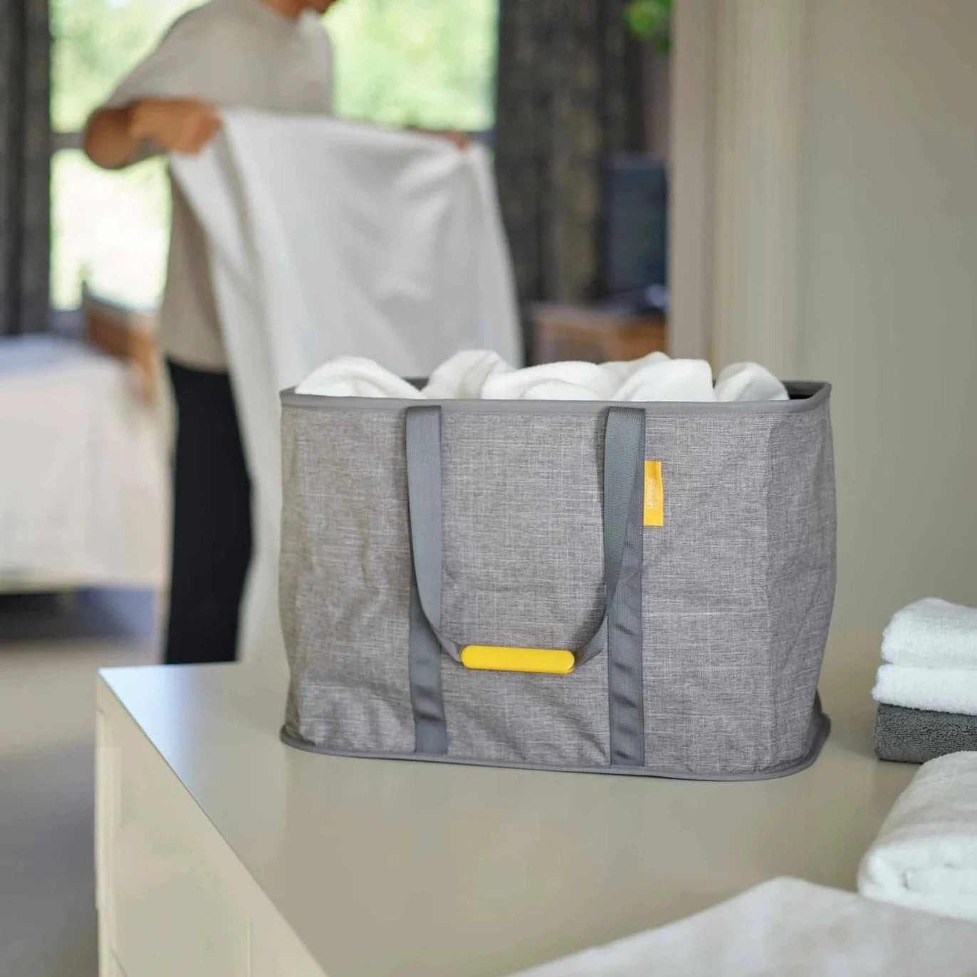 Hold All Max Foldable Laundry Basket - Large Collapsible Hamper with Handles, Space-Saving Grey Laundry Organizer - Perfect for Home, Dorm, RV & Travel