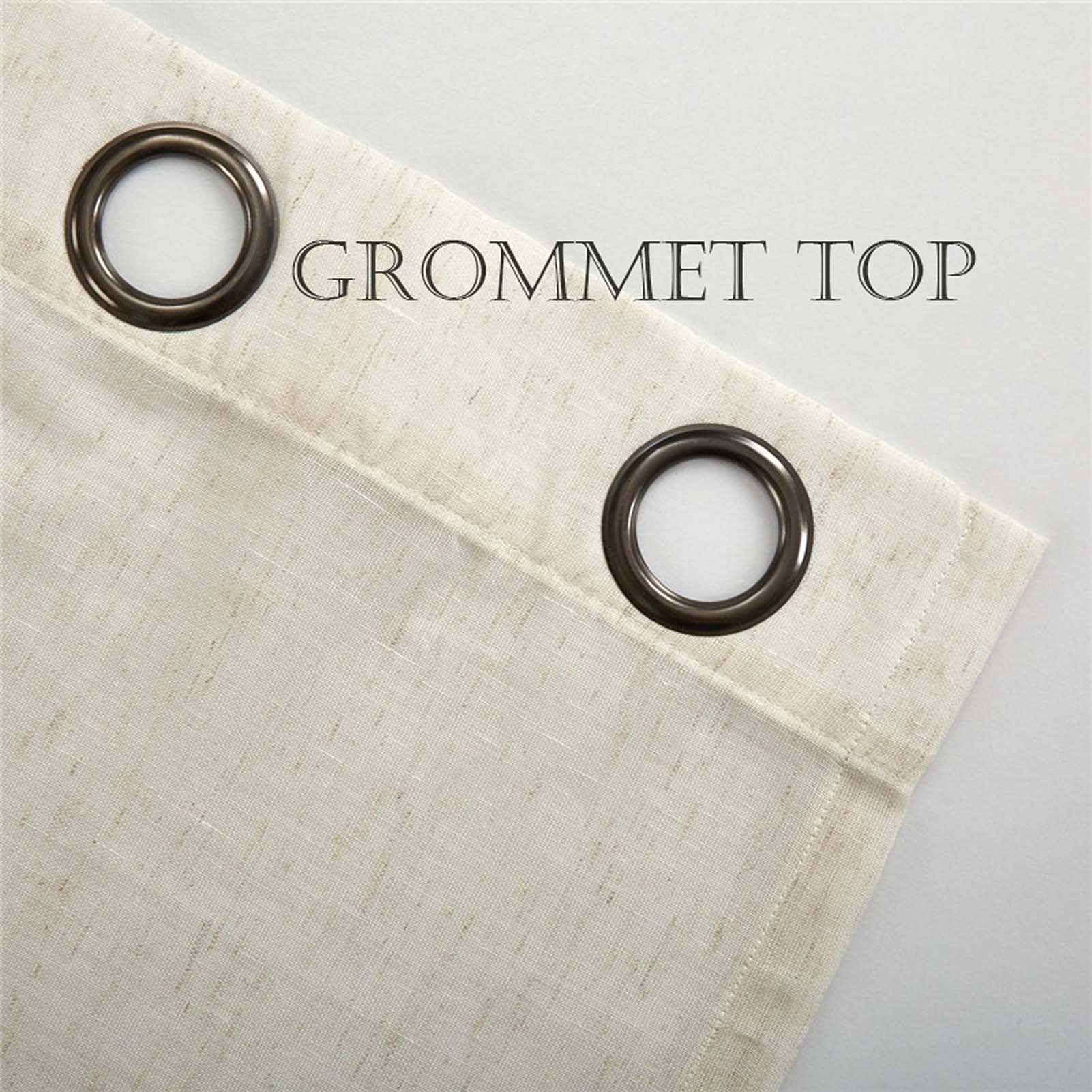 2-Panel Sheer Curtains with Grommet 79x98 Inches - Linen Textured Semi Voile Window Drapes for Bedroom & Living Room - Blackout Thermal Insulated Curtain Panels for Home Decor & Sun Protection