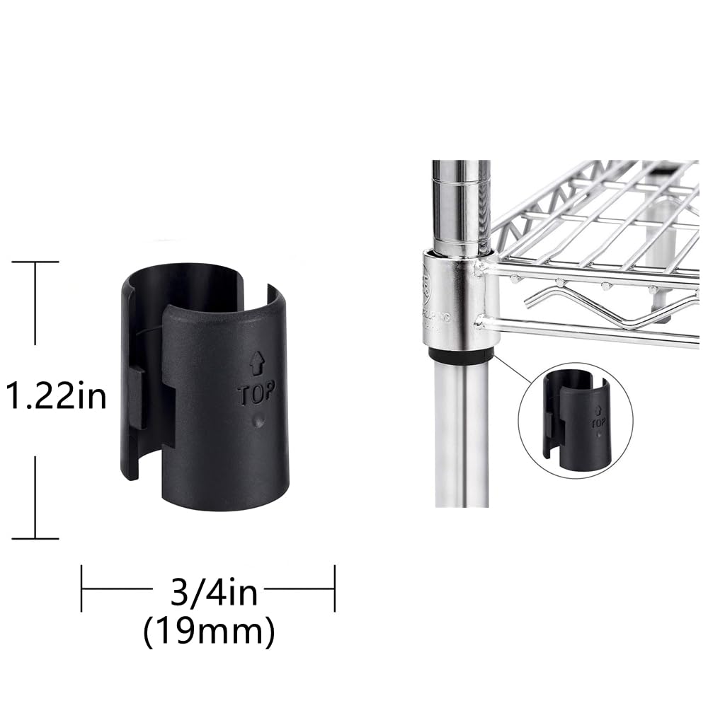 24 Pcs 3/4 Inch Wire Shelving Shelf Lock Clips - Heavy Duty Shelf Sleeve Replacements for Wire Rack Systems | Perfect for Garage Storage, Pantry Organization & Commercial Shelving