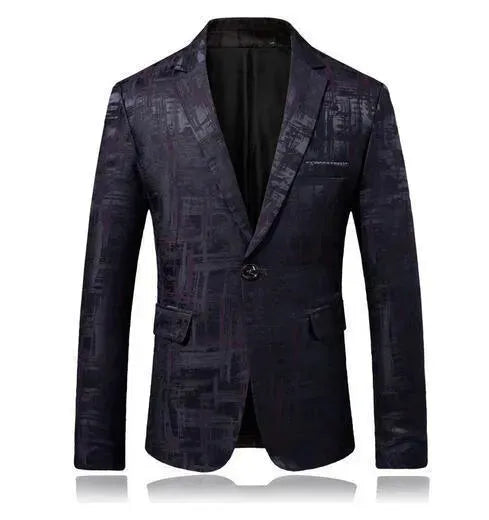Stylish Men's Geometric Print Blazer - Trendy Slim Fit Formal Jacket for Business, Office & Special Occasions