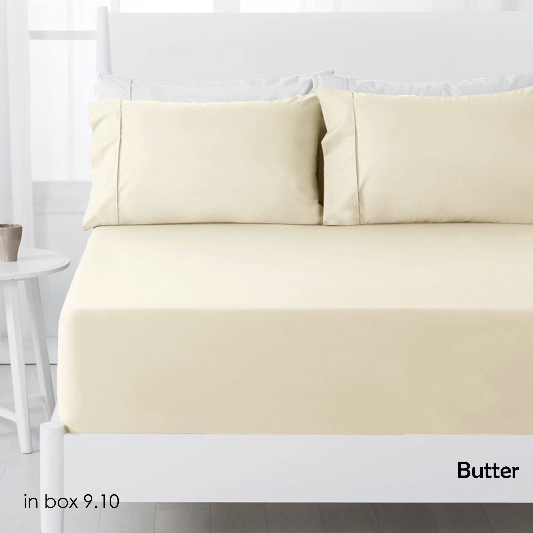 250TC Polyester Cotton Fitted Sheet Set - Butter Double Size for Hotel Luxury & Home Comfort | Perfect for Guest Rooms, Vacation Homes & Dormitories