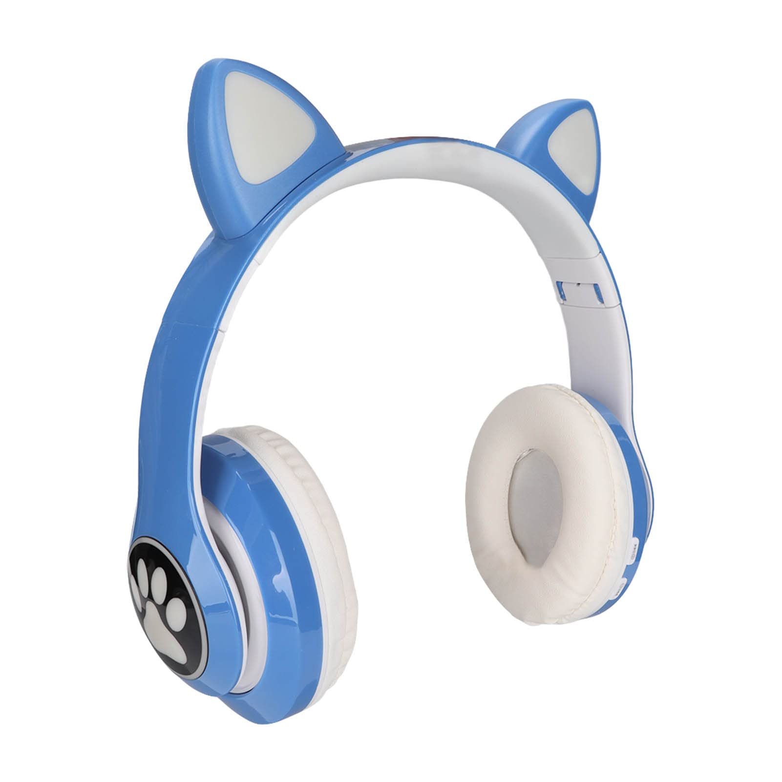 Jopwkuin LXB39C Kids Bluetooth Headphones with LED Cat Ears - Wireless Foldable Headset, Bluetooth 5.0, Light Up Earphones for Girls & Boys - Perfect Gift for Birthday, Travel & School (Water Blue)