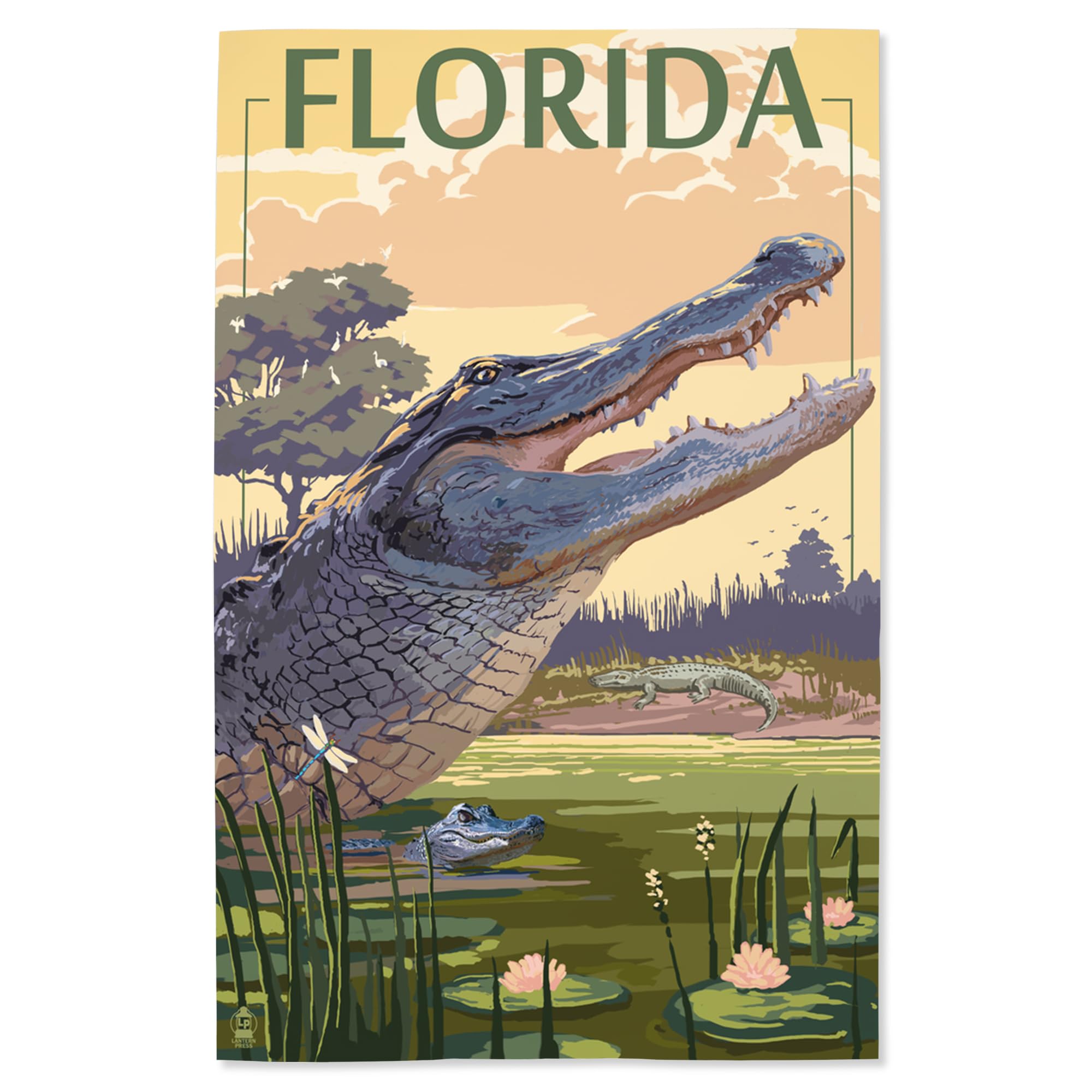 Lantern Press 16x24 Inch Giclee Art Print - Florida Alligator Wildlife Scene - Perfect for Home Decor, Office Wall Art & Nature Lover Gifts