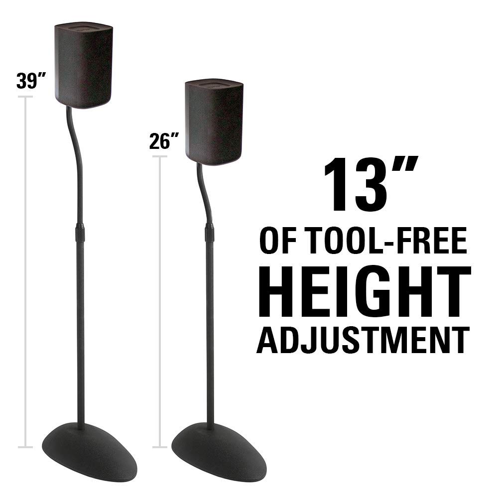 SANUS Adjustable Speaker Stands for Home Theater - Sturdy Tear Drop Base Holds Speakers up to 4lbs - 13