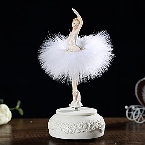 Elegant Swan Lake Ballerina Music Box with Feather - Perfect Birthday & Wedding Gift for Girls - White Carousel Musical Jewelry Box | Ideal for Home Decor, Party Favors & Romantic Presents
