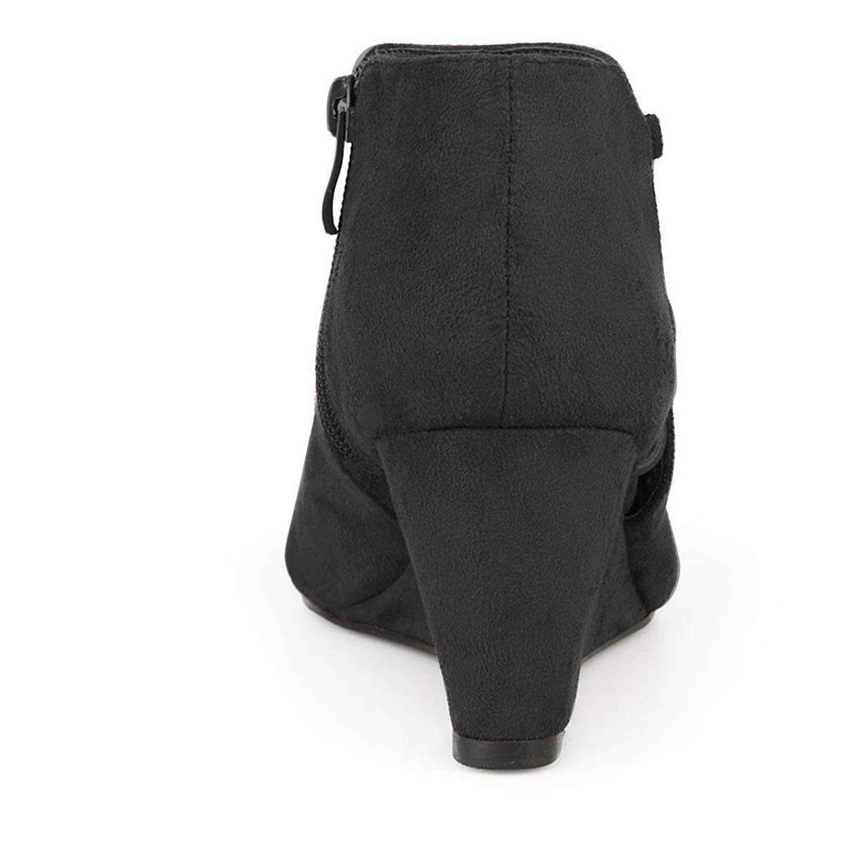 FSJ Women's Classic Open Peep Toe Wedge Ankle Boots - Mid Heel Side Zipper Dressy Booties for Office, Party & Casual Wear - Size 4-15 US - Perfect for Work, Date Night & Special Occasions