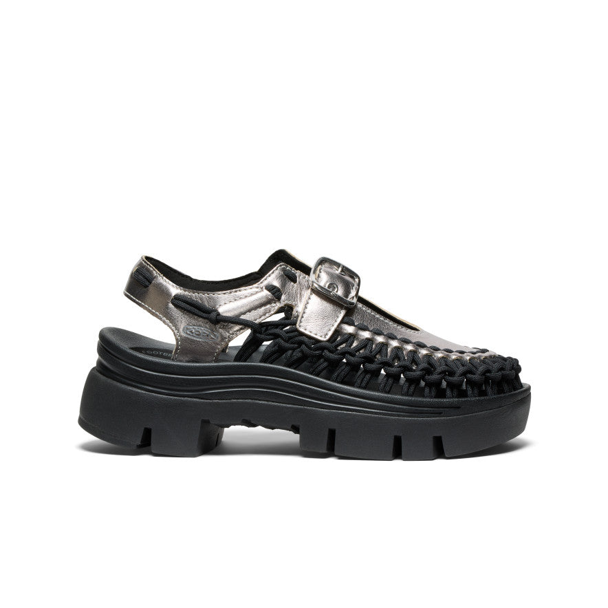 Unisex UNEEK PLT Mary Jane Sneakers - Silver & Black | Comfortable Casual Shoes for Walking, Work & Everyday Wear