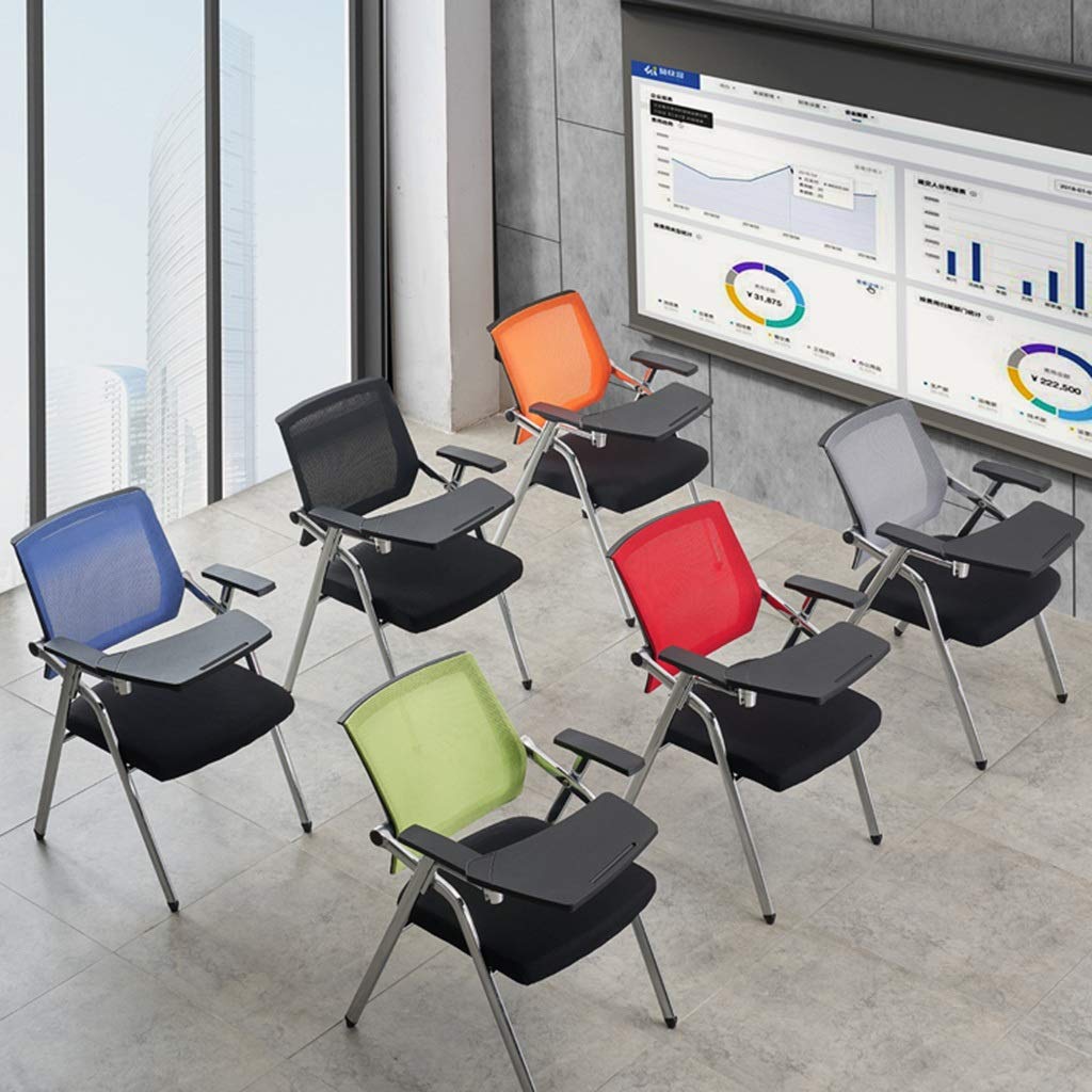 JOYGOOD Folding Conference Chair with Writing Board - Portable One-Piece Student Desk Chair for Training, Meetings & Classrooms (Red, 49x59x87cm) - Perfect for Home Office, School Events & Outdoor Activities