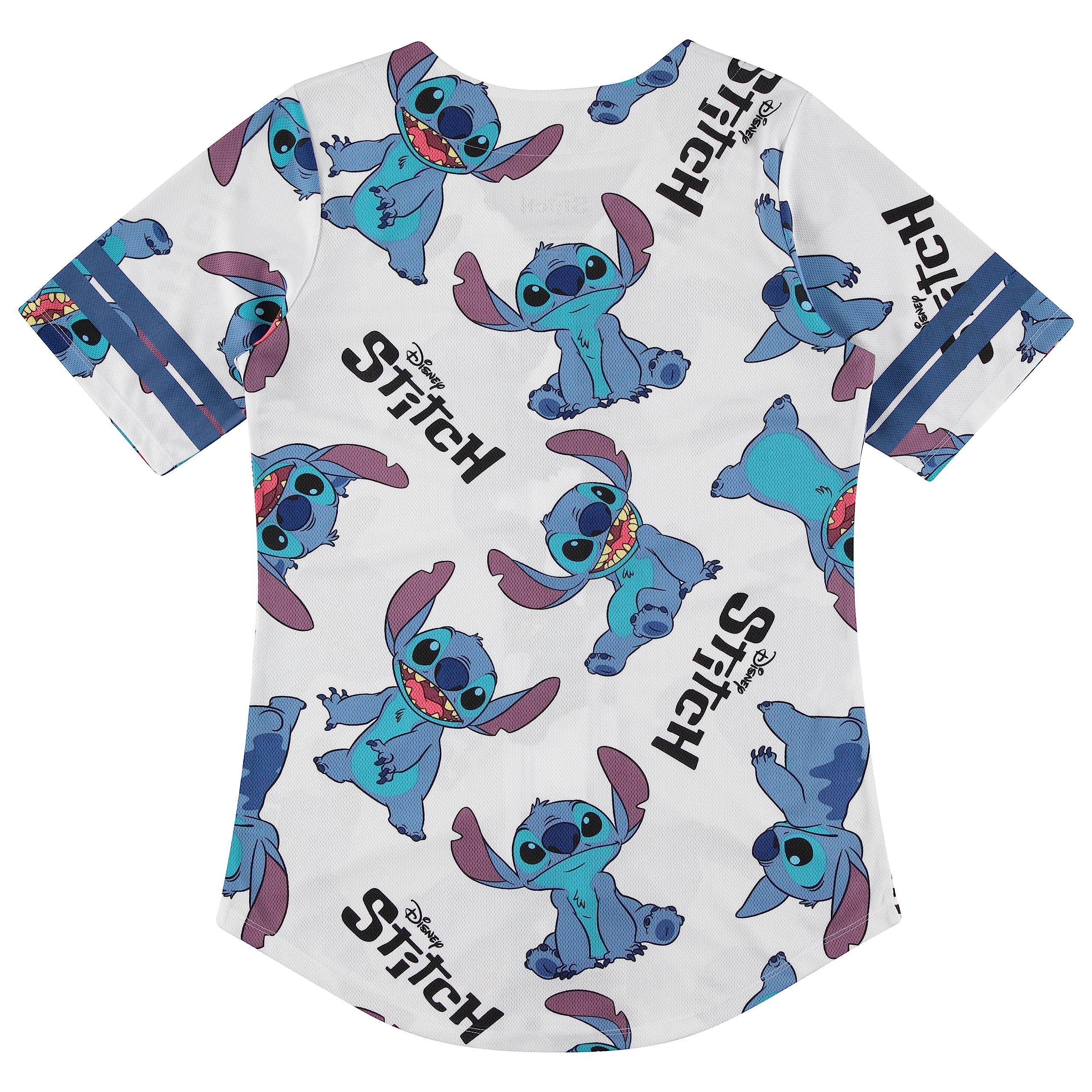 Disney Lilo & Stitch Women's Baseball Jersey - Classic Hawaiian Print Anime Cosplay Shirt for Disney Fans, Halloween Costume & Themed Parties