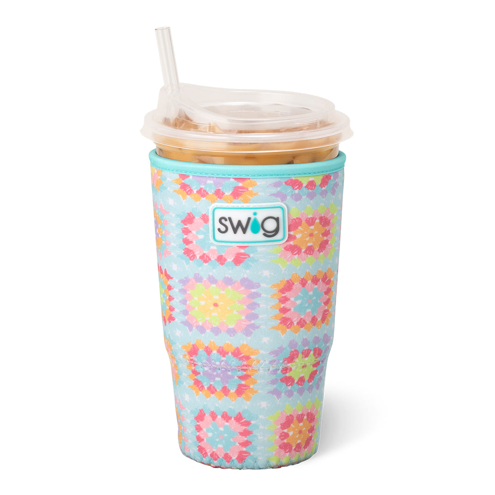 Large Granny Square Cup Cozy - Insulated Coffee Mug Sleeve for Hot & Cold Drinks - Perfect for Iced Coffee, Tea, and Smoothies at Home or Office