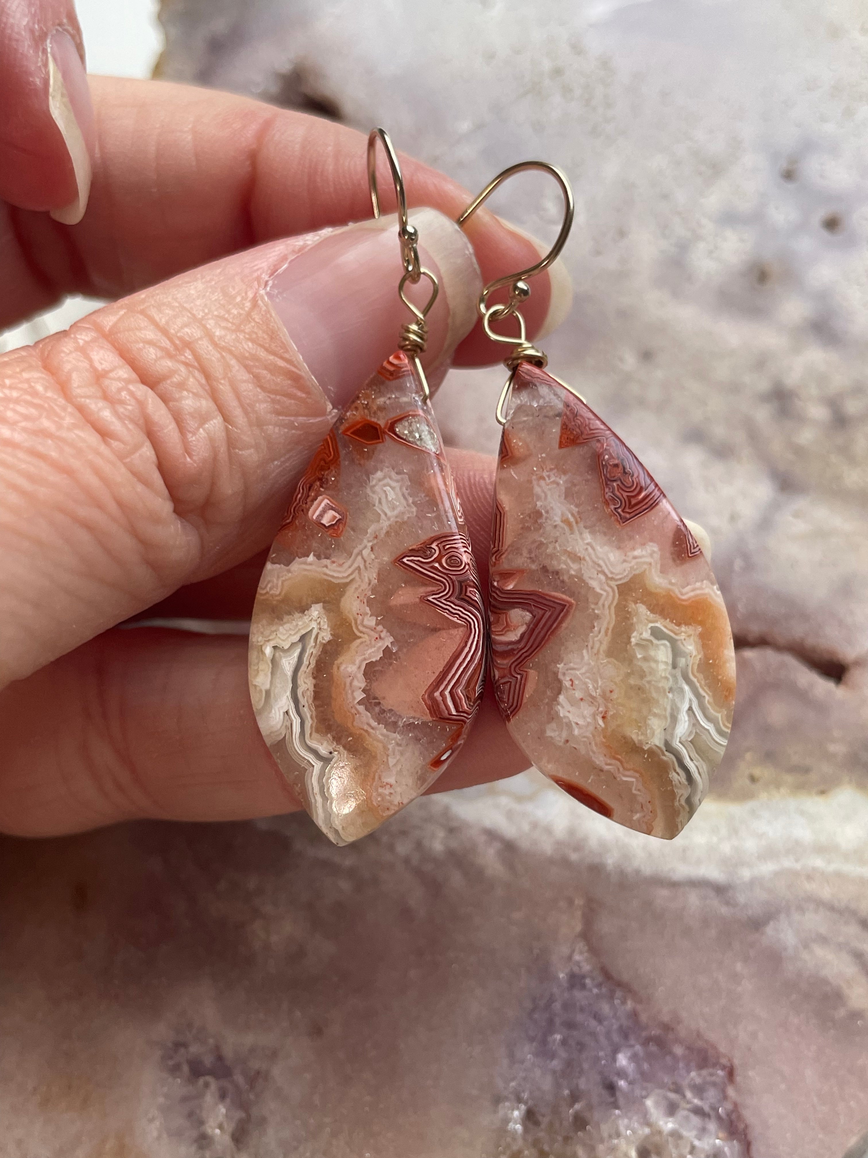 Crazy Lace Agate Earrings - Gold Filled Handmade Boho Jewelry for Women | Perfect for Parties, Weddings & Everyday Wear