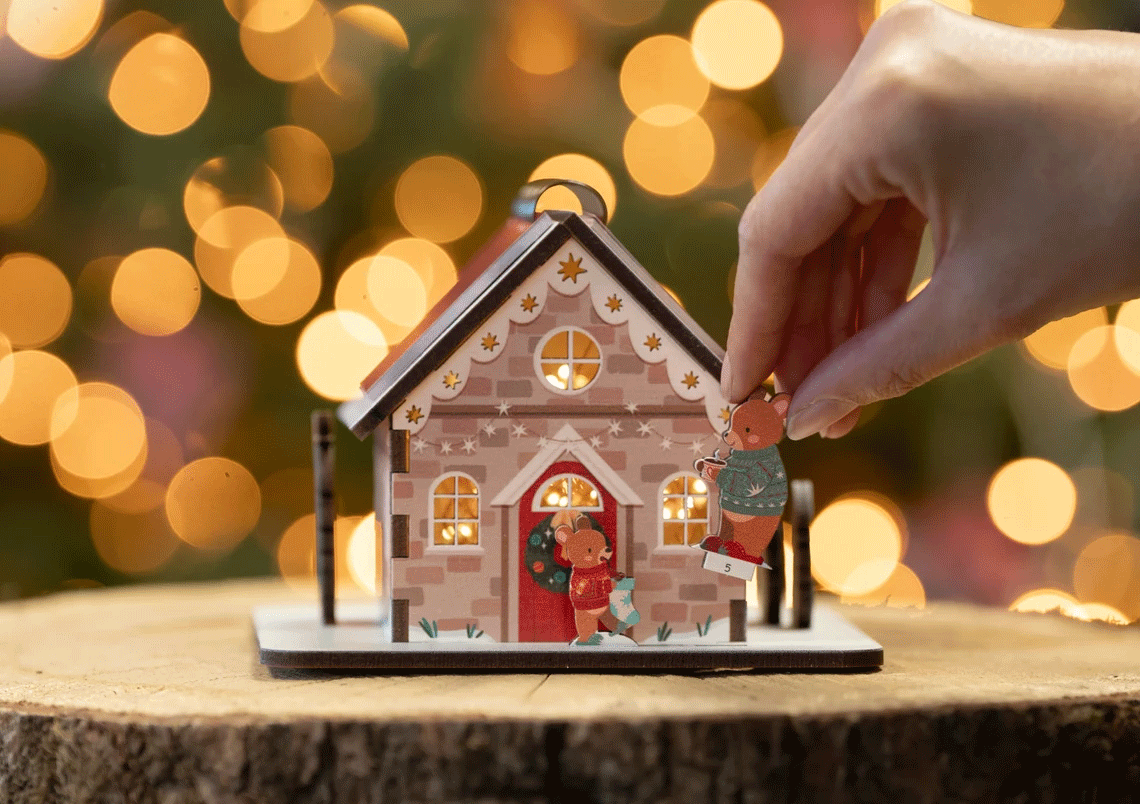 Christmas House Pop Advent Calendar Deluxe Box by Dapple & Dot - 24 Days Countdown to Christmas with Fun Surprises | Perfect Holiday Gift for Kids & Family Decor