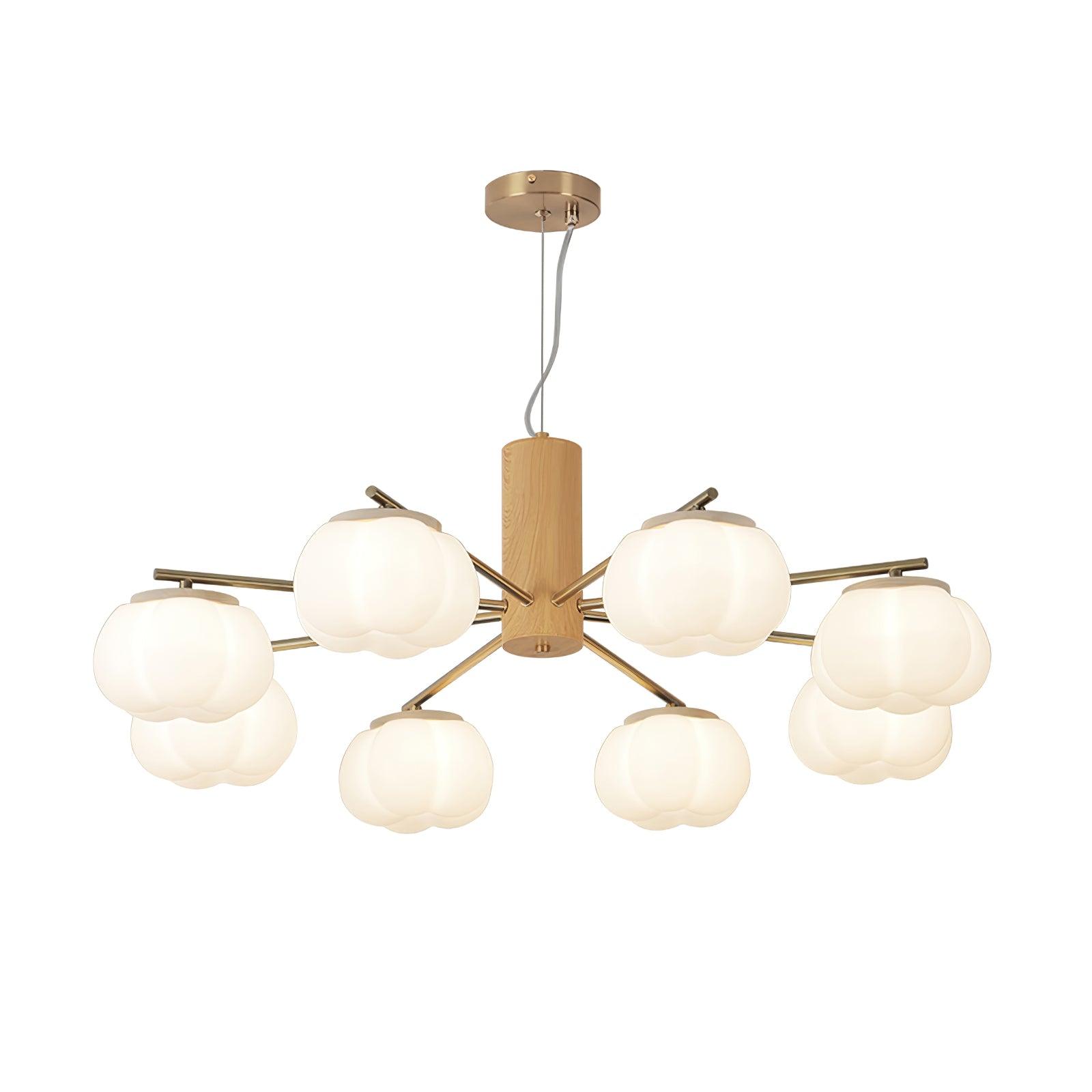 Handmade Cotton Ball Chandelier - Elegant Boho Home Decor for Bedroom, Nursery & Wedding | Soft Lighting Fixture with Natural Cotton Accents