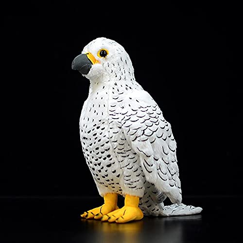 25cm Realistic White Gyrfalcon Plush Toy - Soft Stuffed Animal Bird Gift for Kids & Collectors (9.8 inches) - Perfect for Nursery Decor, Birthday Presents & Falconry Enthusiasts